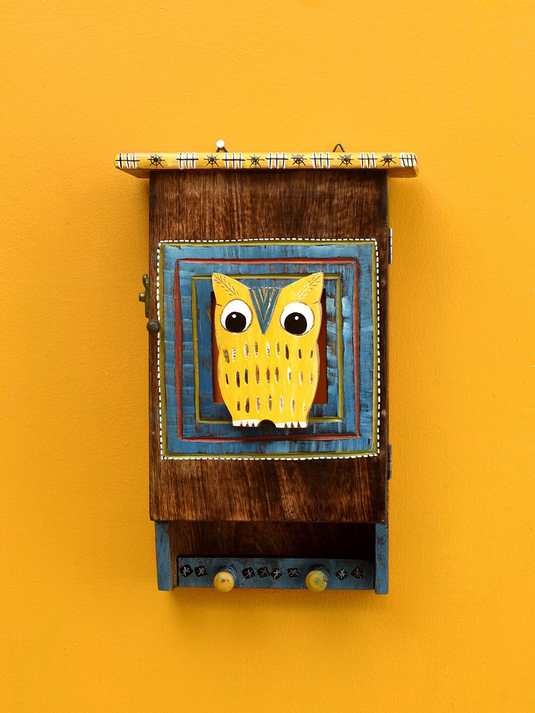 AAKRITI ART CREATIONS Brown Hooting Owl Storage Box Key Hanger