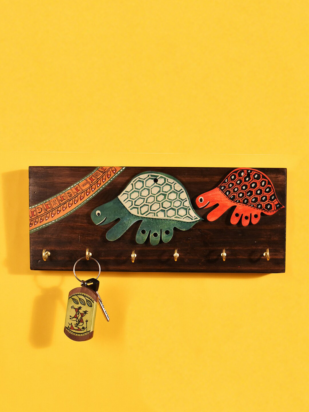 AAKRITI ART CREATIONS Brown Tribal Art Turtle 6 Keys Holder
