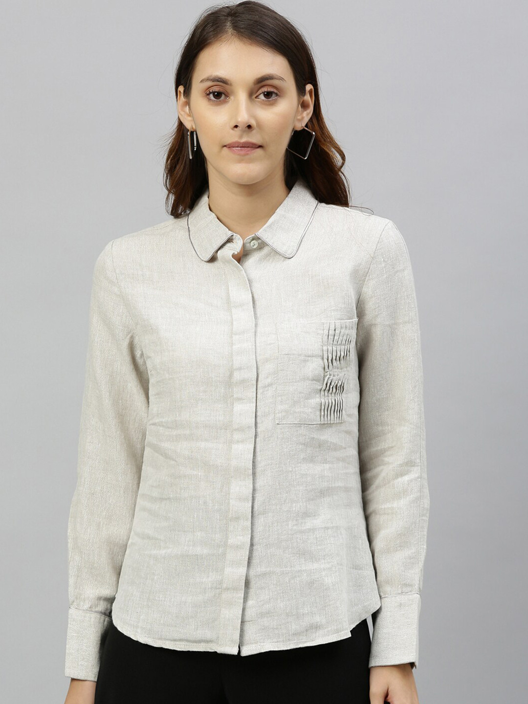 RAREISM Off White Linen Shirt Style Top