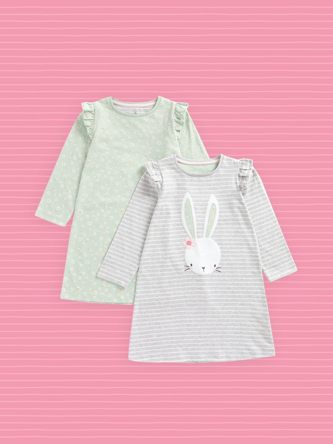 mothercare Girls Pack Of 2 Printed Pure Cotton Nightdresses