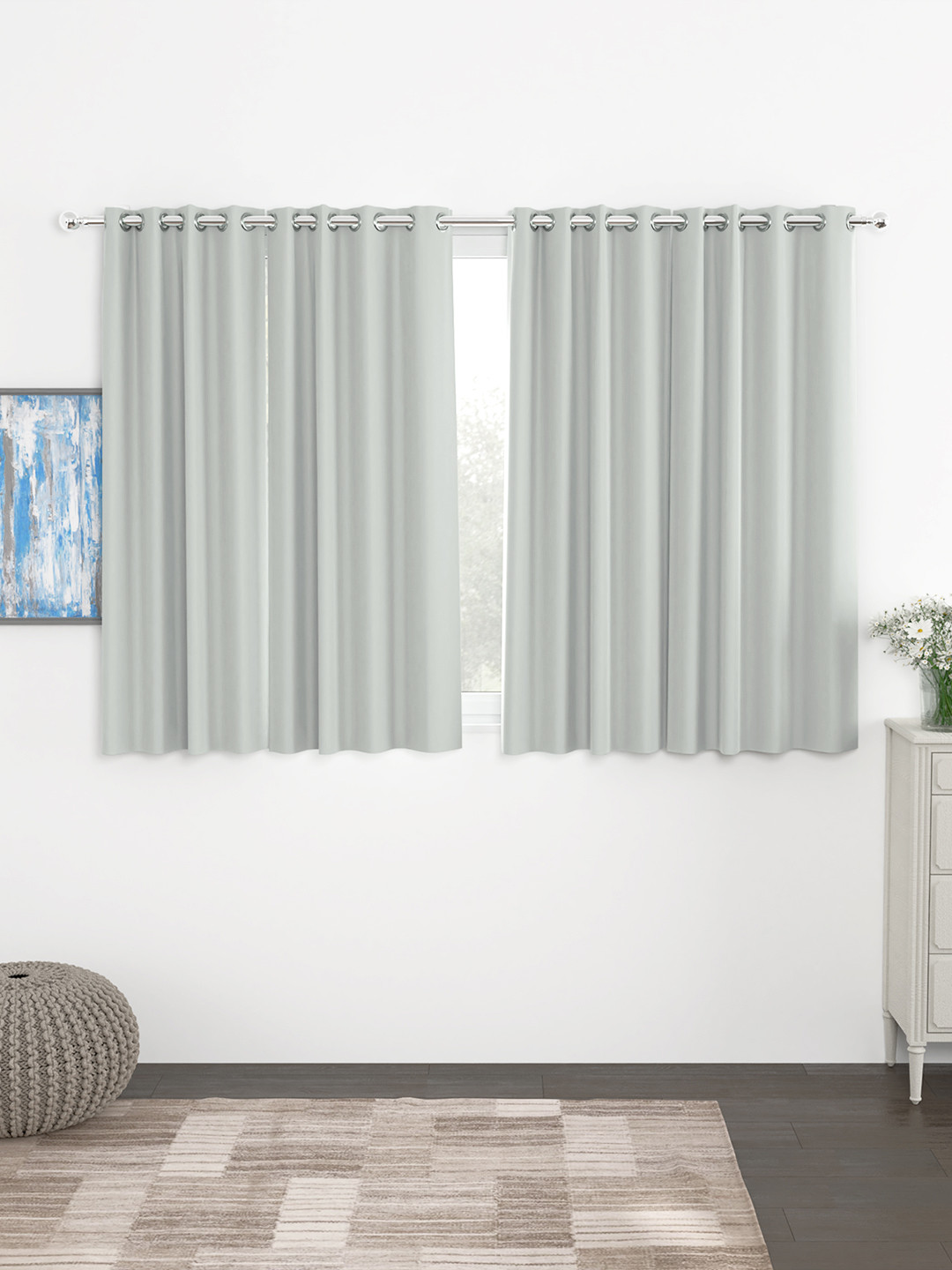 Story@home Grey Set of 4 Blackout Window Curtain- 5 feet