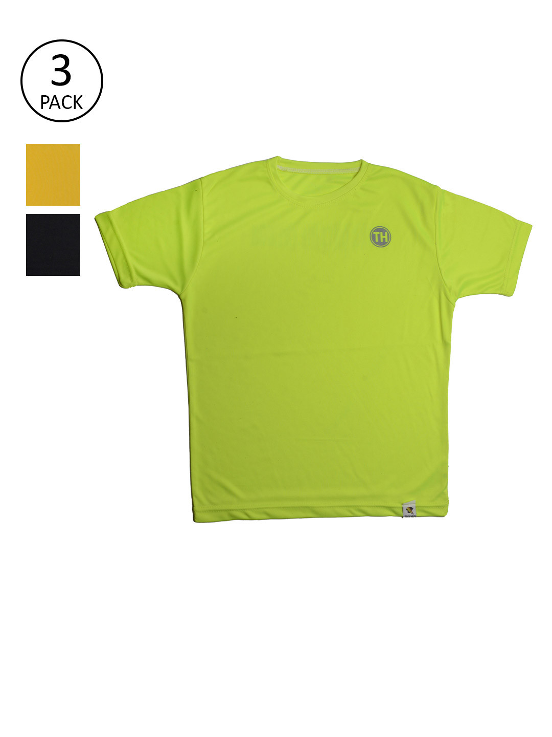 TINY HUG Boys Pack of 3 V-Neck Dri-FIT Slim Fit Outdoor T-shirts