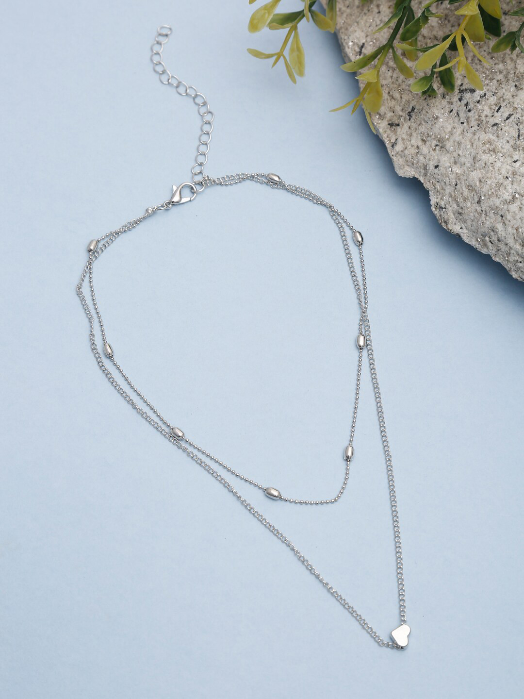 Celena Cole Silver-Toned Silver-Plated Layered Chain