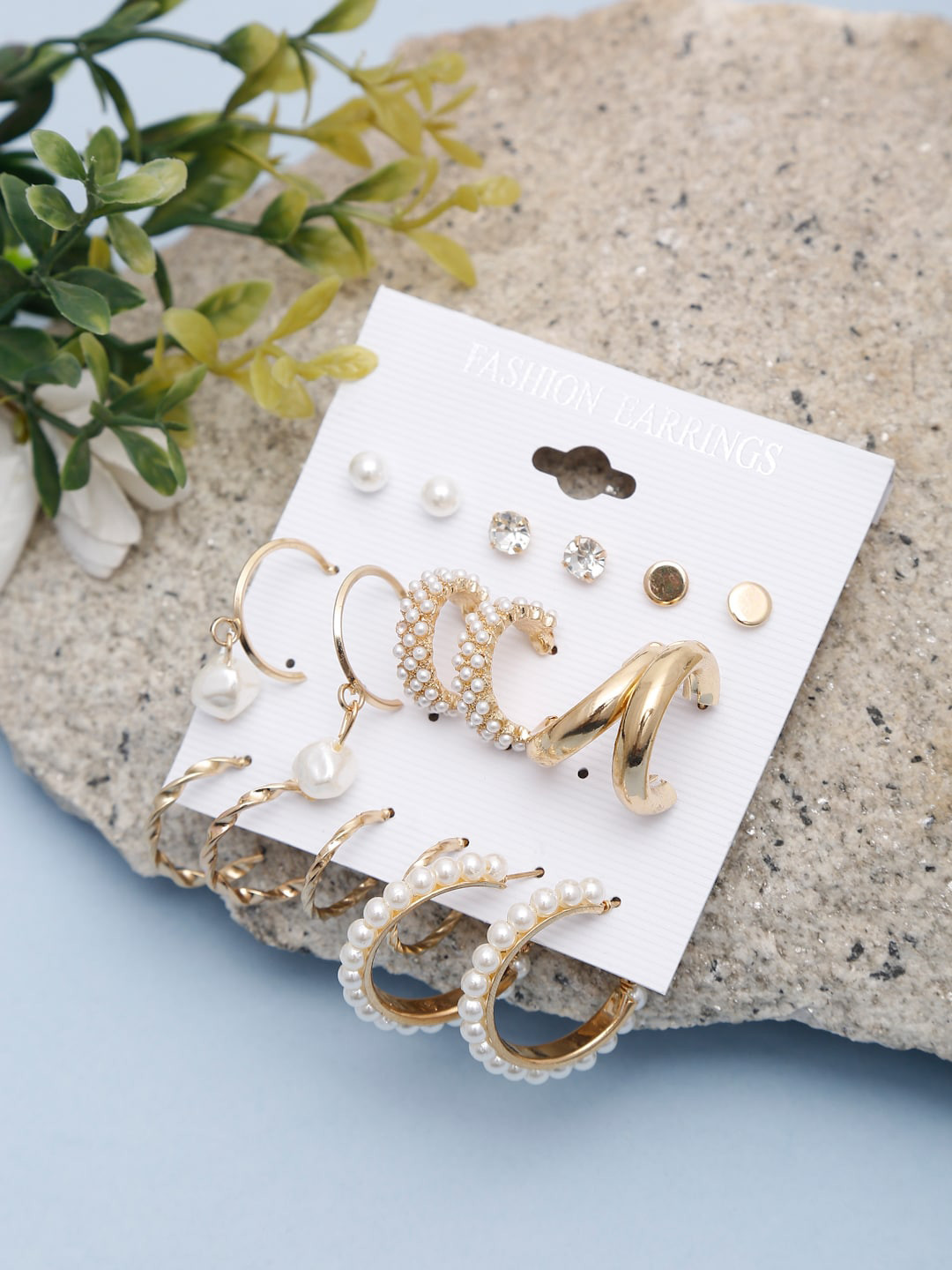 Celena Cole Gold-Toned Contemporary Studs Earrings