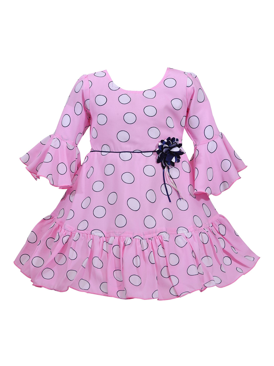 Wish Karo Pink & White Georgette Dress