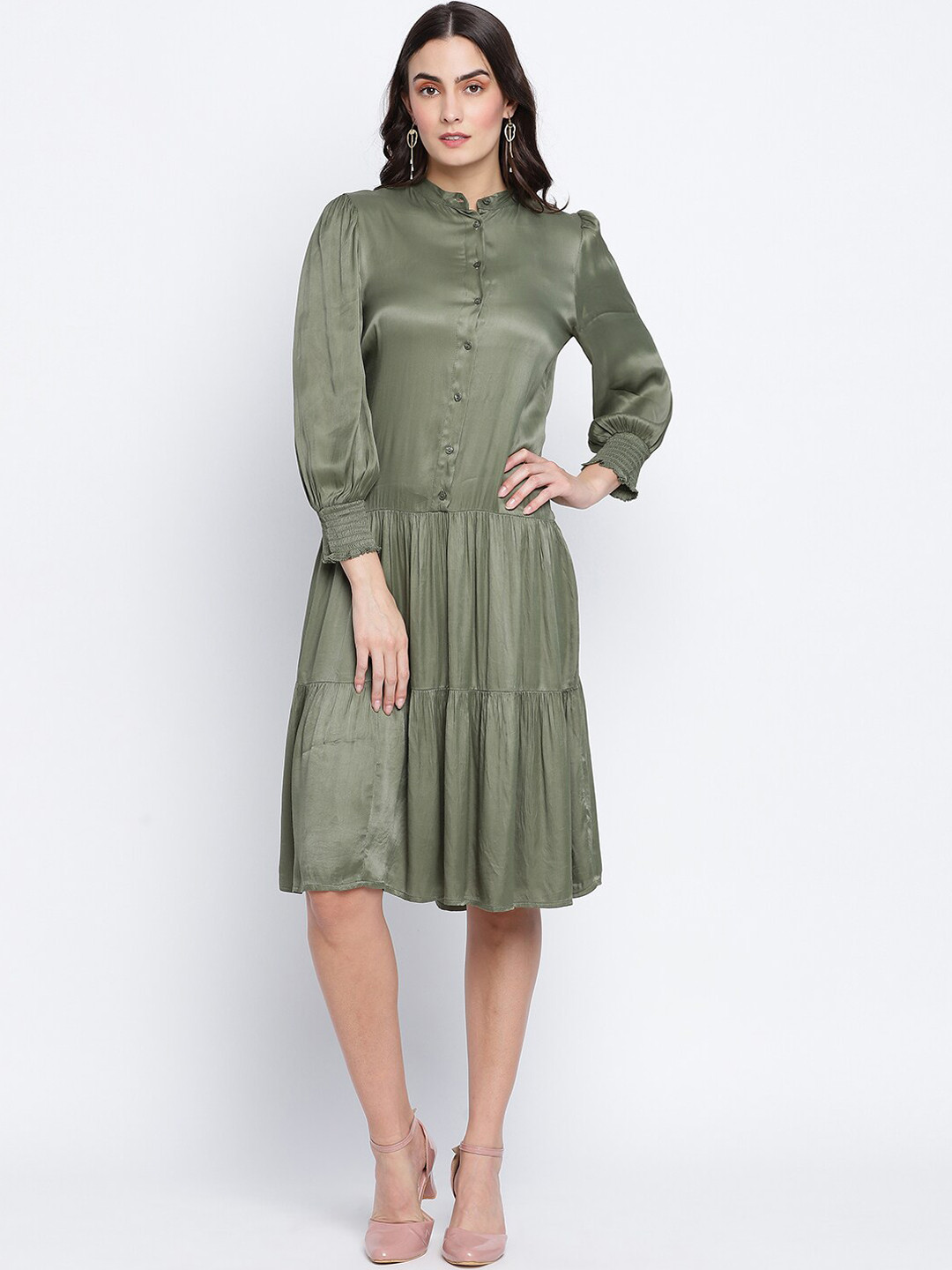 Oxolloxo Khaki Crepe Dress