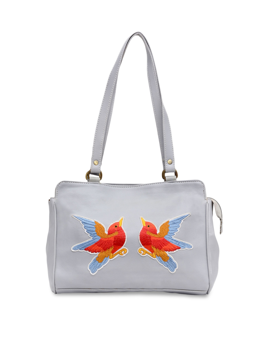 Pink Potato Grey & Red Structured Shoulder Bag