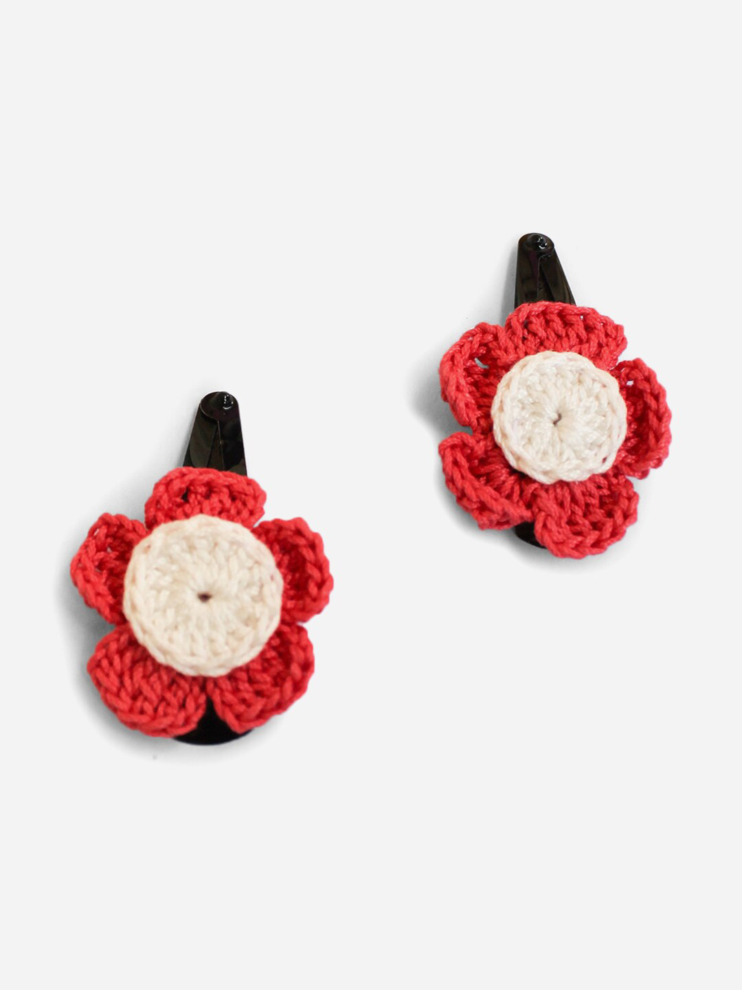Woonie Girls Red & White Handmade Set of 2 Tic Tac Hair Clip