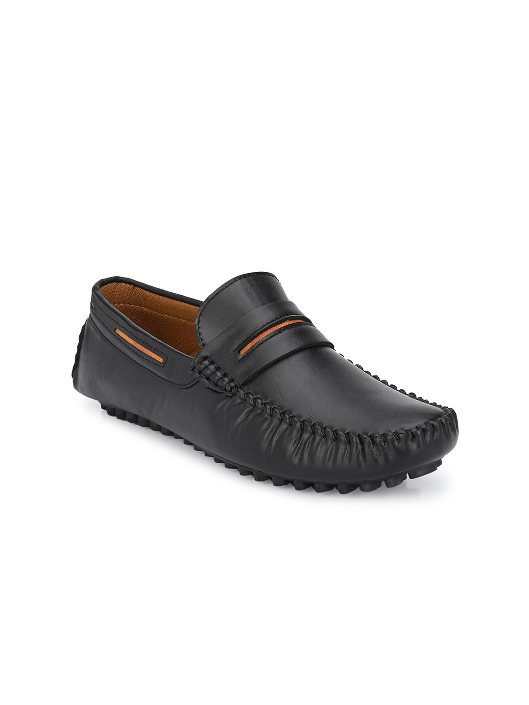 Prolific Men Black Solid Driving Loafers