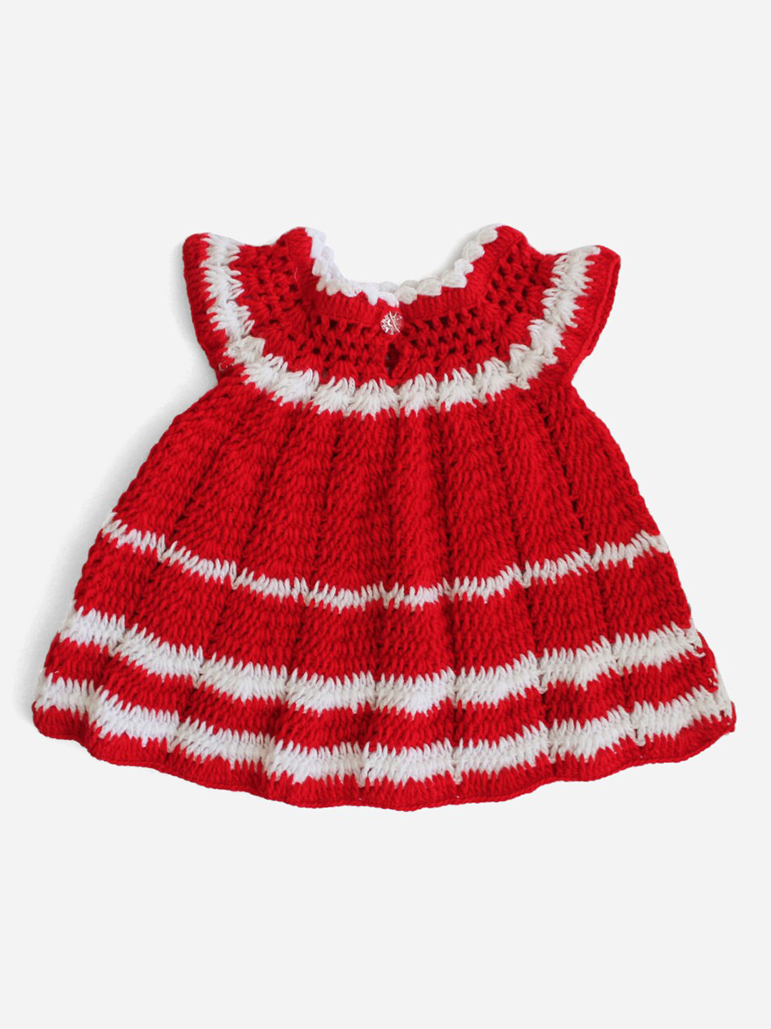 Woonie Girls Red Striped Woolen Dress