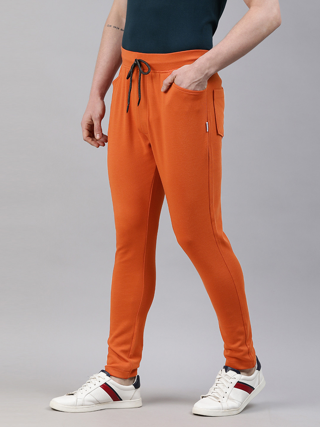 Yuvraah Men Orange Solid Track Pants