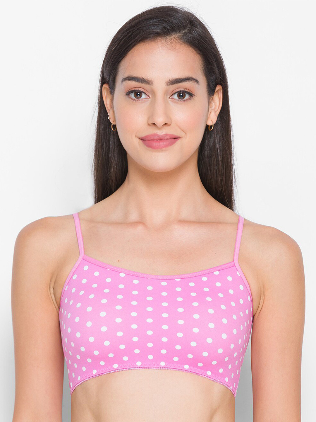 Candyskin Women Pink & White Polka Dots Printed Full Coverage Bra CSTIN02