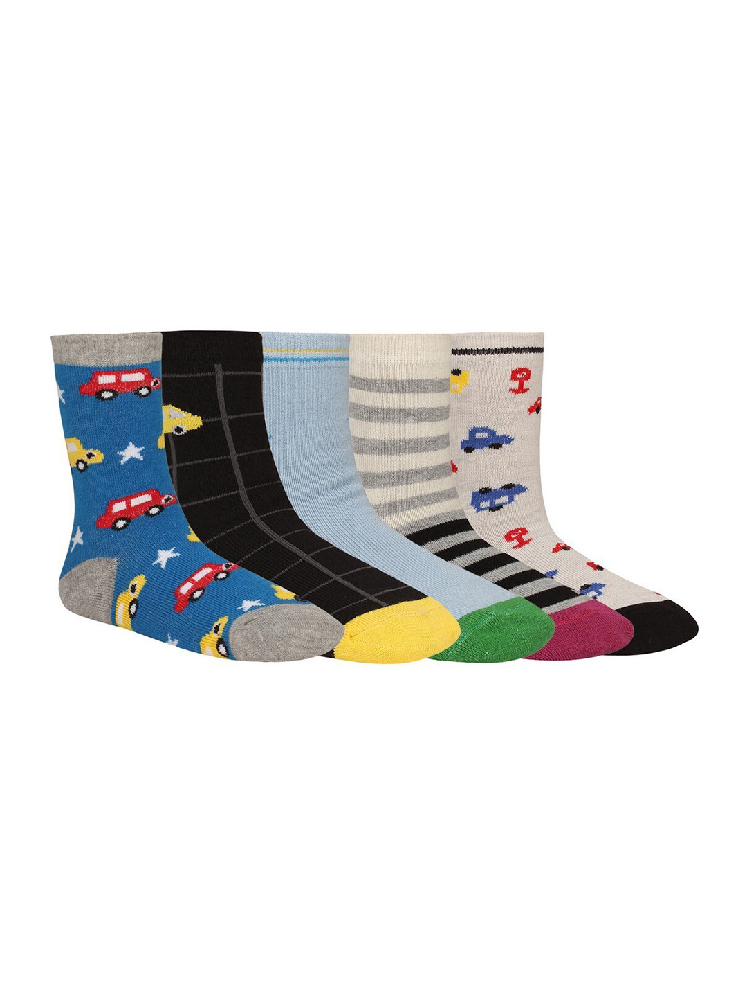 Creature Kids Pack Of 5 Assorted Patterned Calf-Length Socks