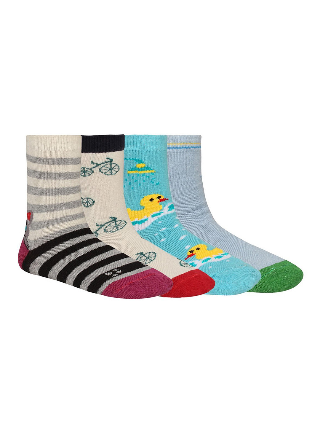 Creature Unisex Kids Pack of 4 Printed Multicolored Cotton Socks
