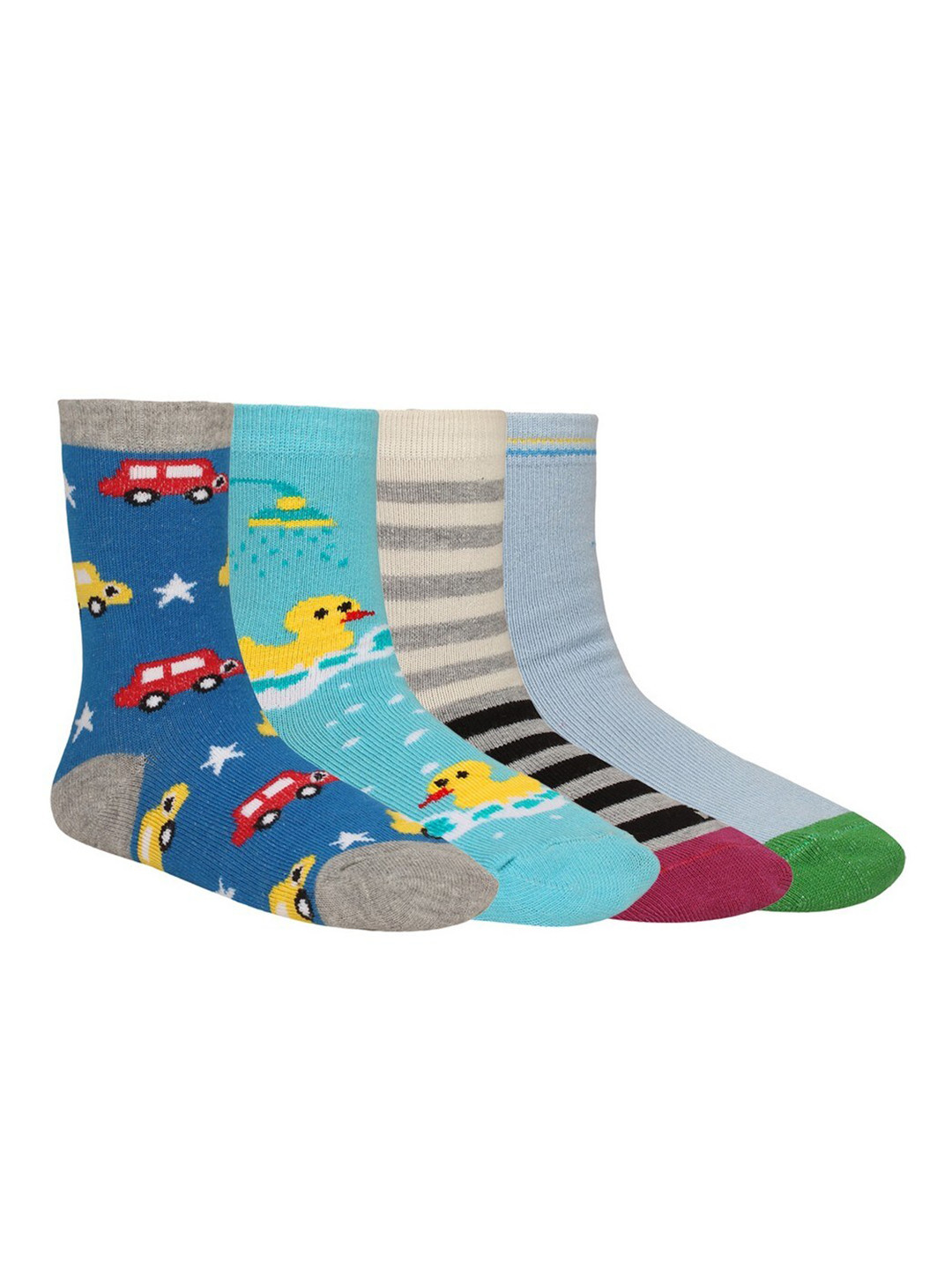 Creature Kids Pack of 4 Multicolored Printed Assorted Cotton Socks