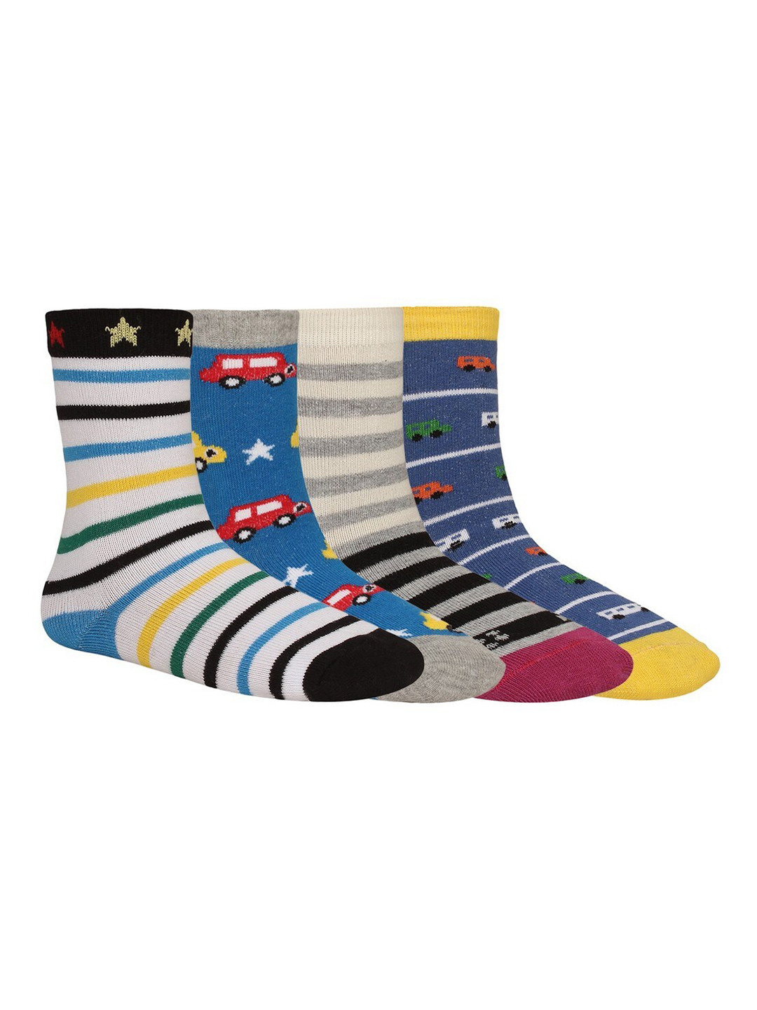 Creature Unisex Kids Pack of 4 Printed Multicolored Cotton Socks