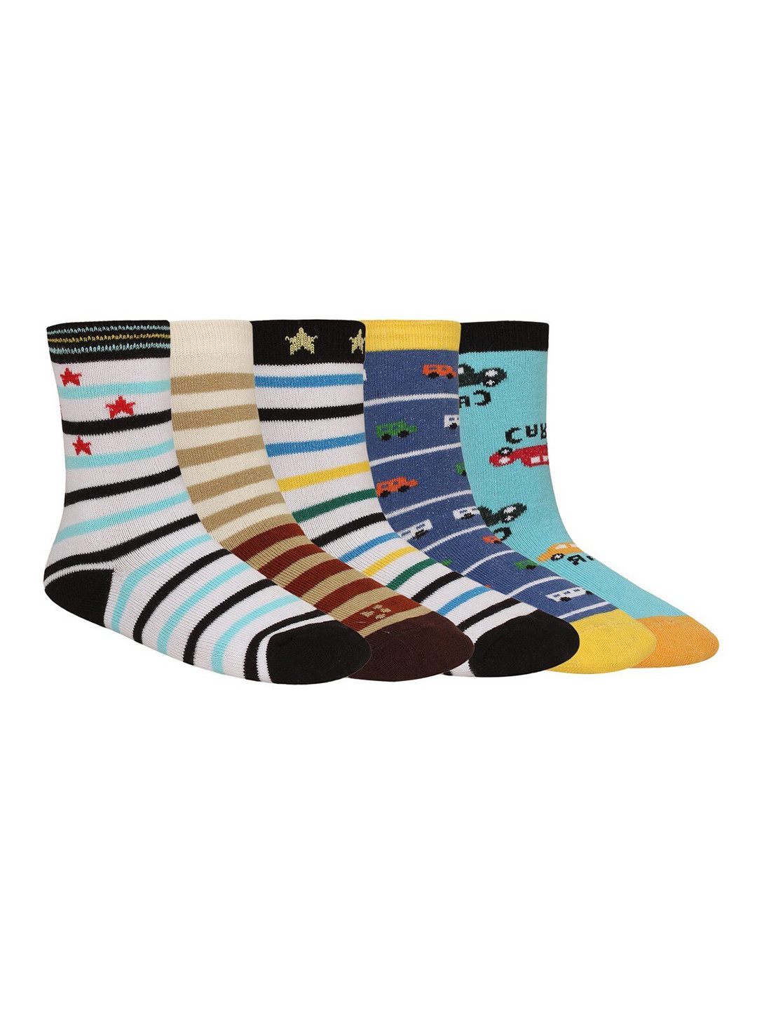 Creature Unisex Kids Pack of 5 Printed Multicolored Cotton Socks
