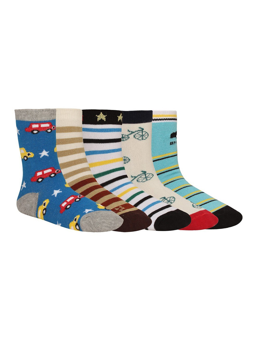 Creature Unisex Kids Pack of 5 Printed Multicolored Cotton Socks
