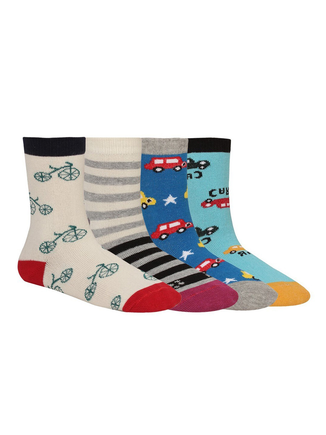 Creature Unisex Kids Pack Of 4 Printed Multicolored Cotton Socks
