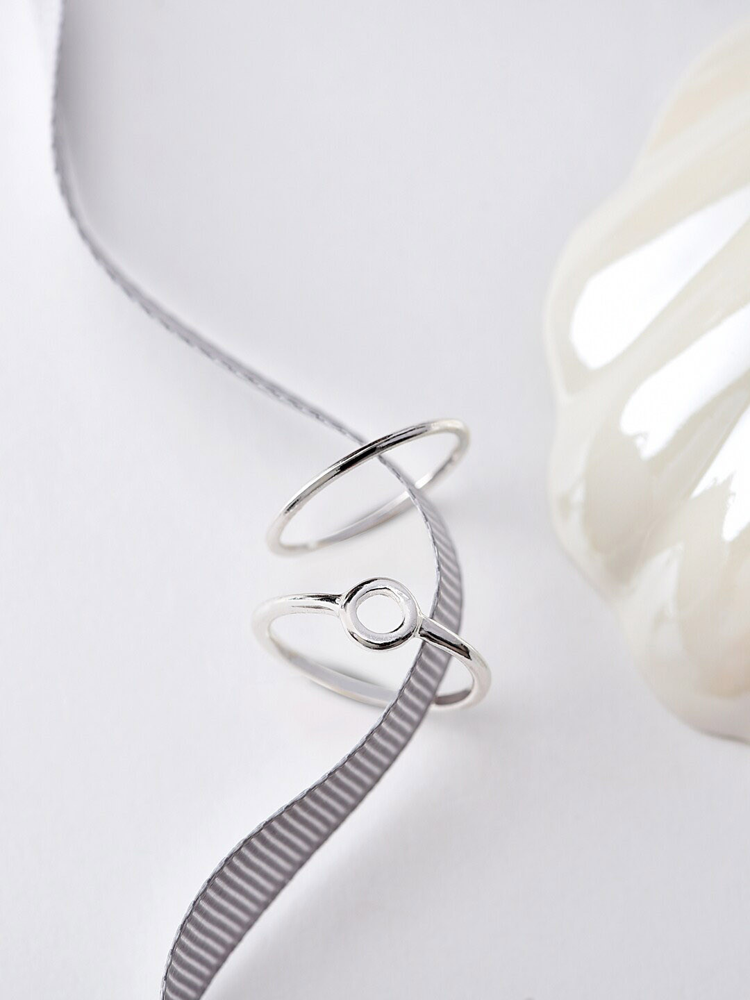 Accessorize London Women Set of 2 Cut Out Circle Stacking Ring