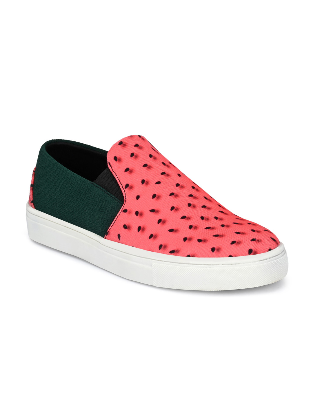 EXTRIMOS Men Pink & Green Printed Slip-On Sneakers