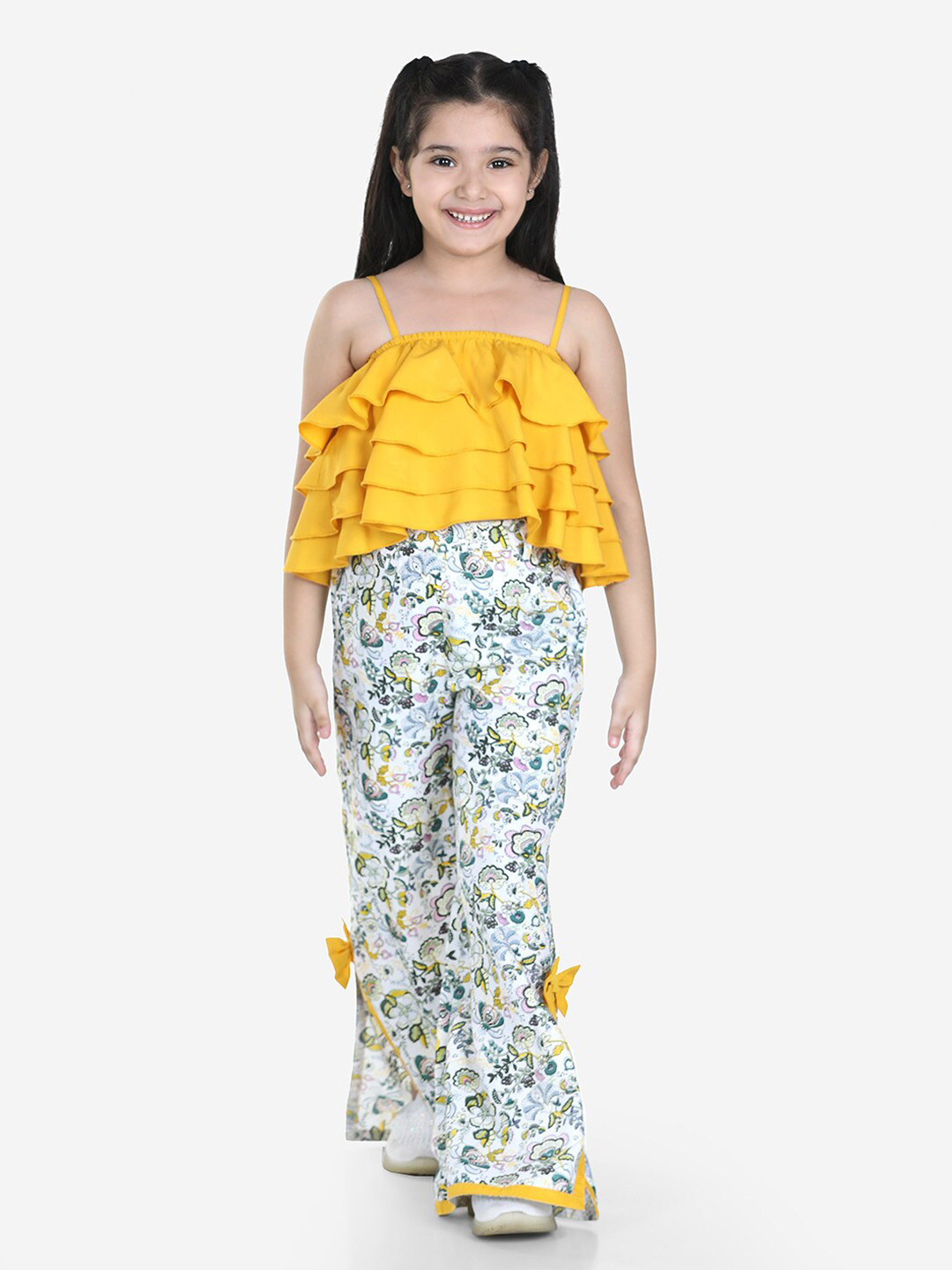 Naughty Ninos Girls Yellow & Green Top with Pyjamas