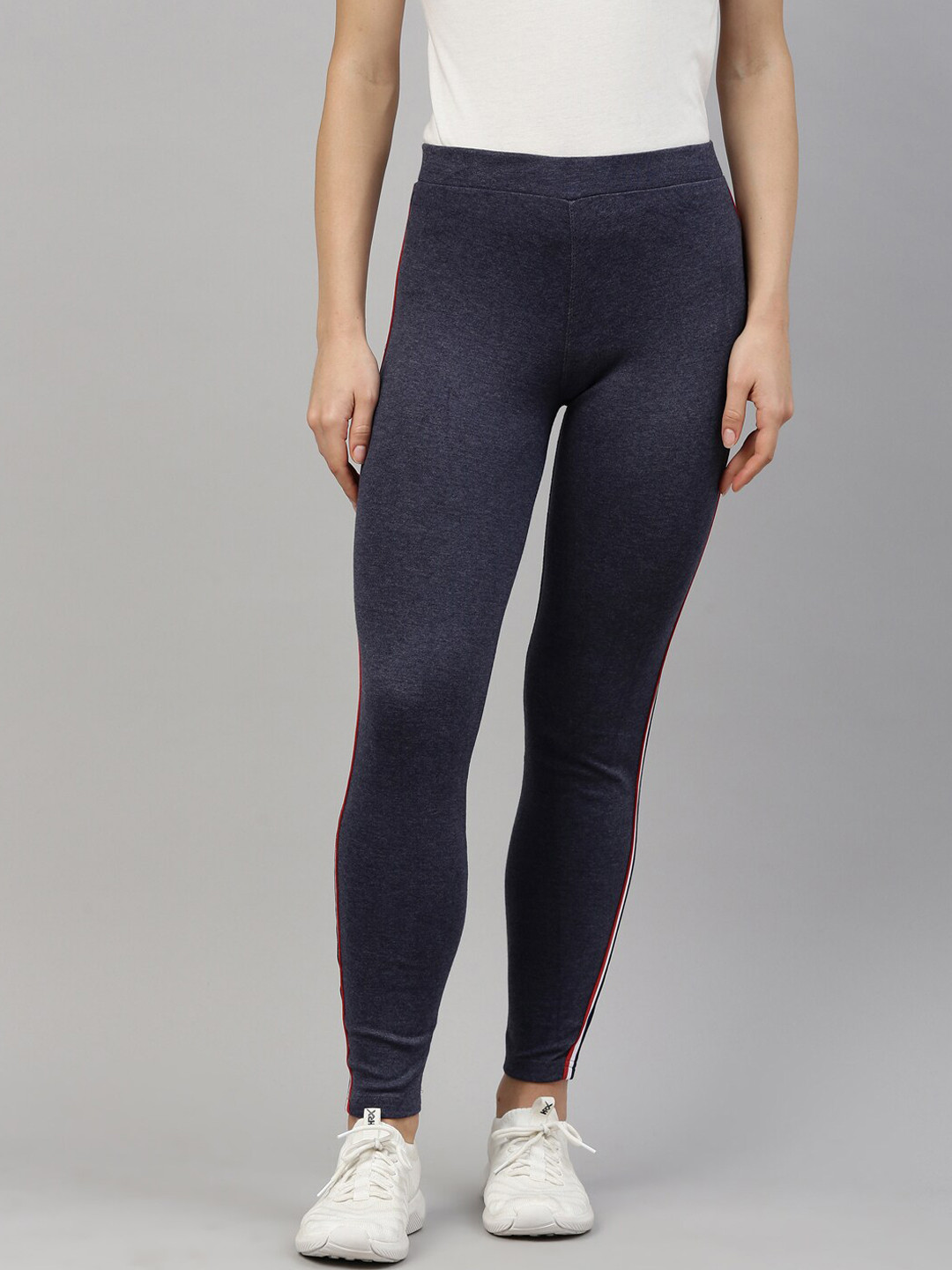 GOLDSTROMS Women Navy Blue Solid Cotton Tights