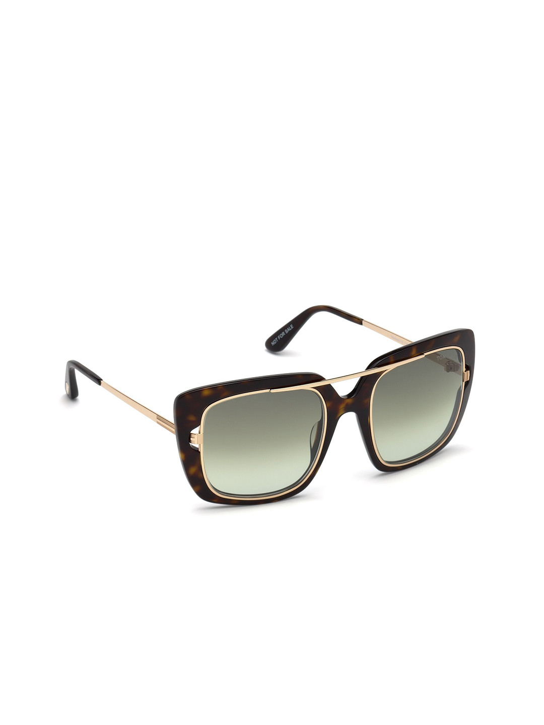 Tom Ford Women Grey Lens & Gold-Toned Square Sunglasses - FT0619 52 52P-Brown