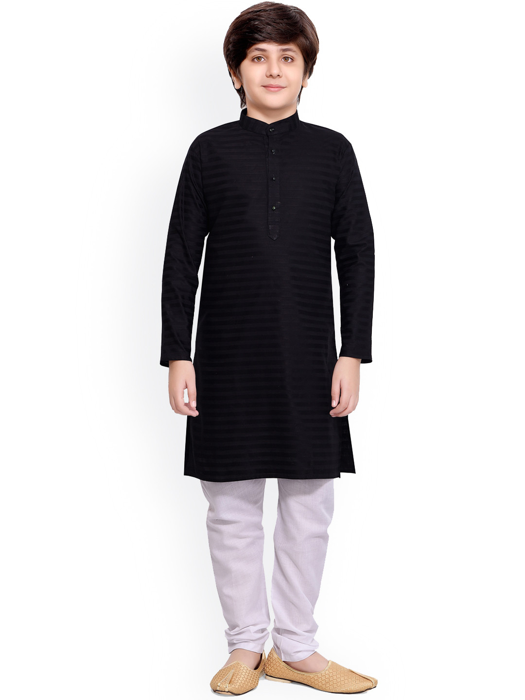 Jeetethnics Boys Black & White Regular Striped Kurta with Pyjamas