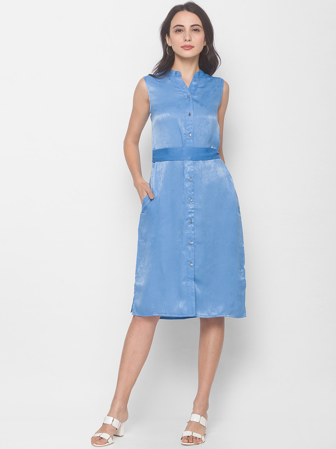 Globus Blue Cotton Shirt Dress