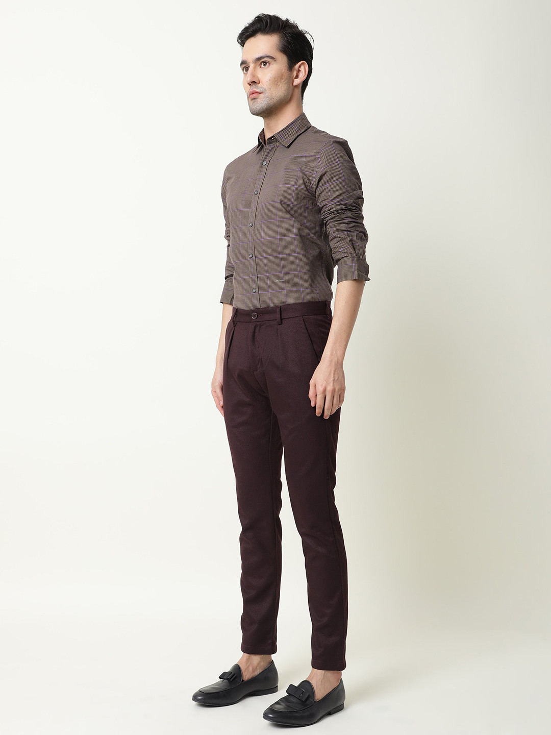 RARE RABBIT Men Edit Mid-Rise Slim Fit Pleated Trouser