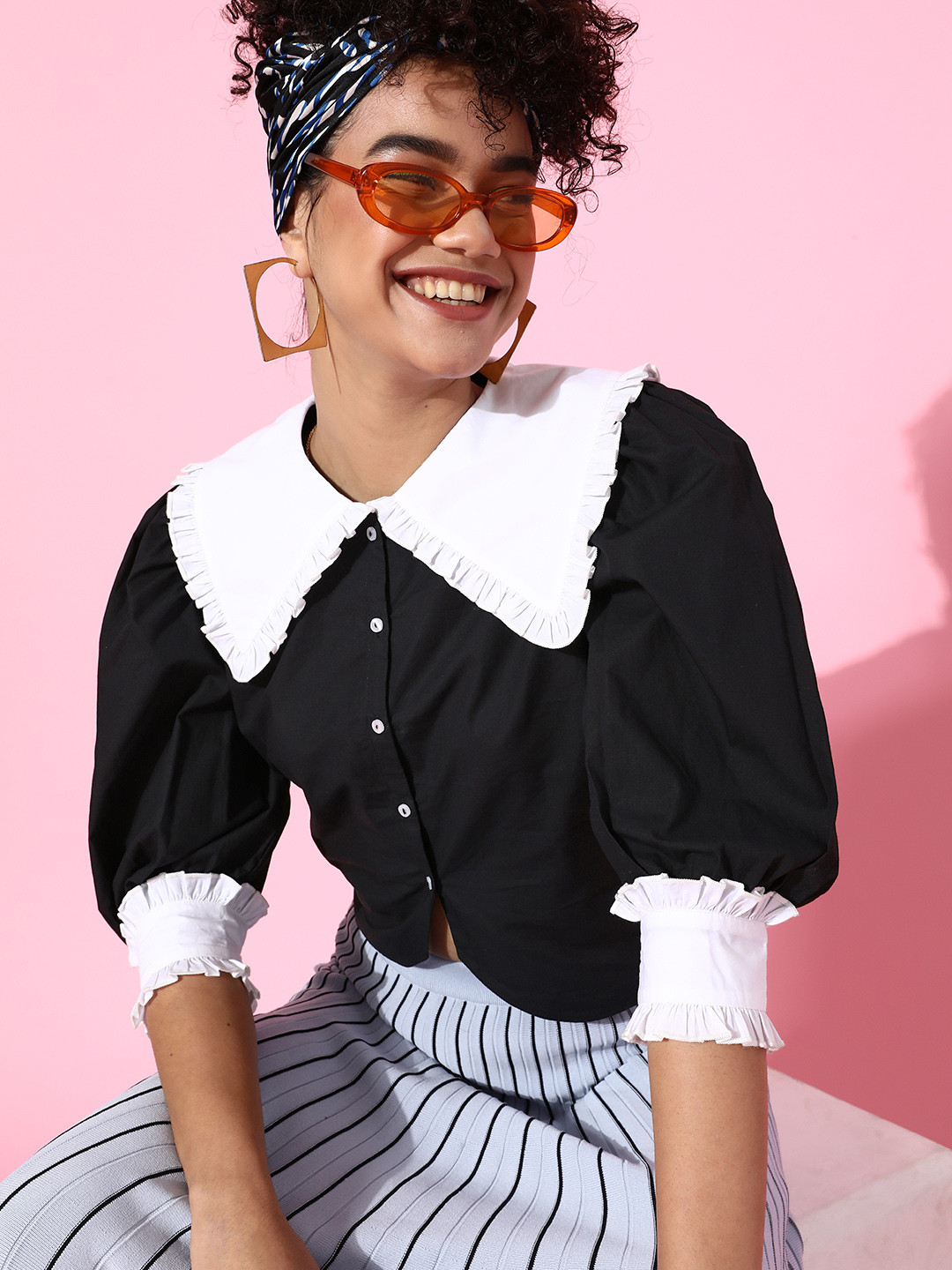 EVERYDAY by ANI Women Stylish Black Solid Shirt