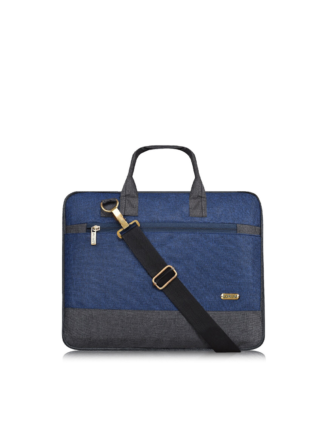 LOREM Unisex Blue & Grey Textured Laptop Bag