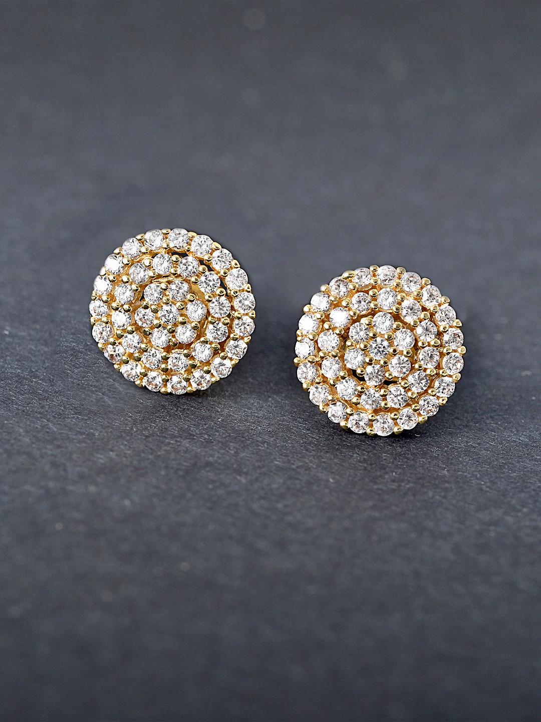 MINUTIAE Gold-Toned & Off White Circular Studs Earrings