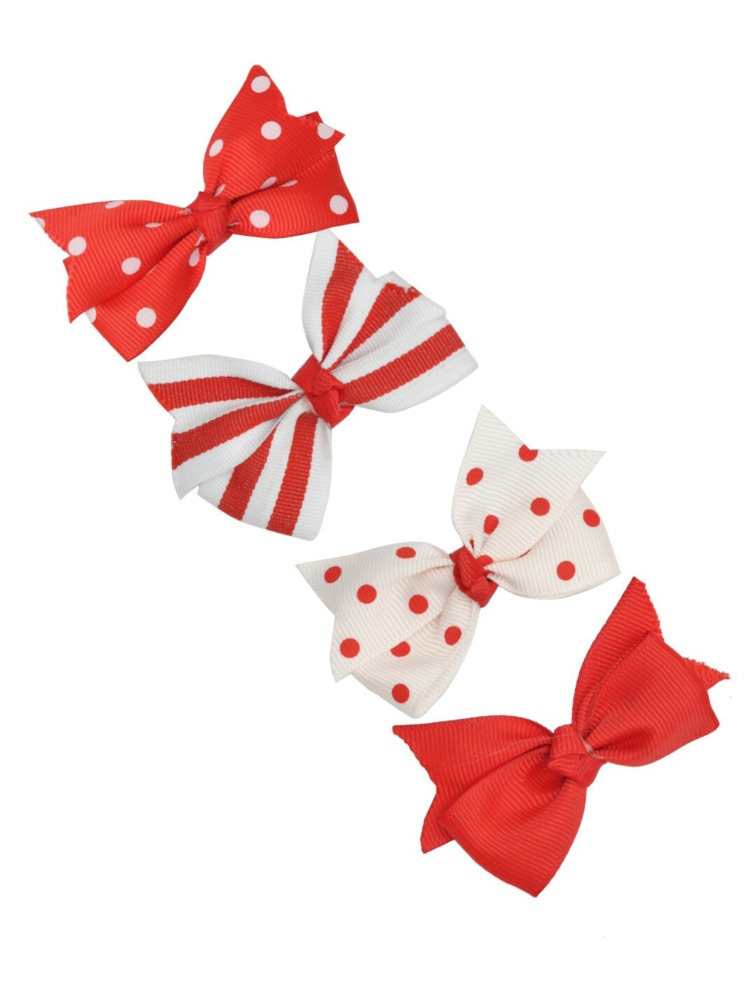 FUNKRAFTS Girls Red & White Set of 4 Alligator Hair Clip