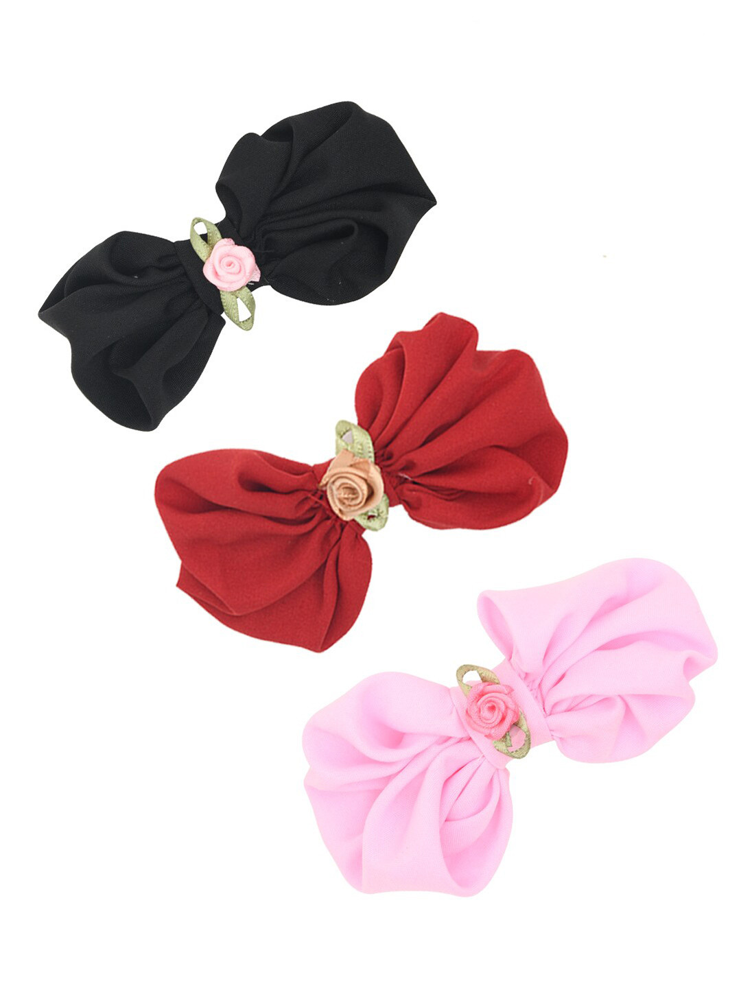 FUNKRAFTS Girls Black & Red Set of 3 Alligator Hair Clip