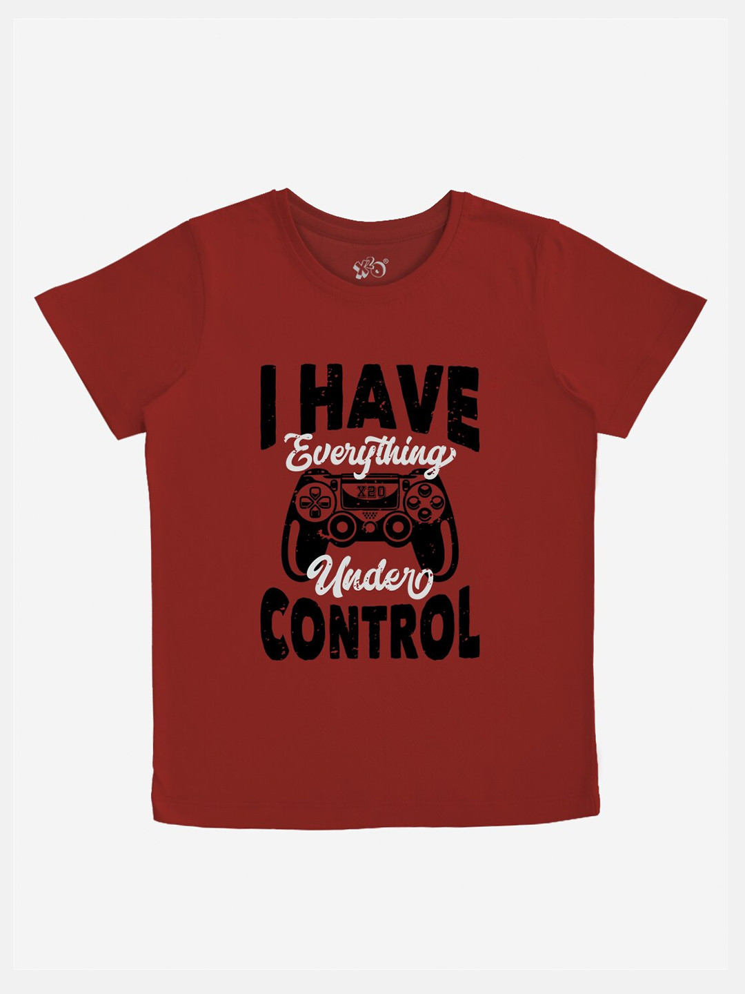 x2o Boys Maroon Typography Printed T-shirt