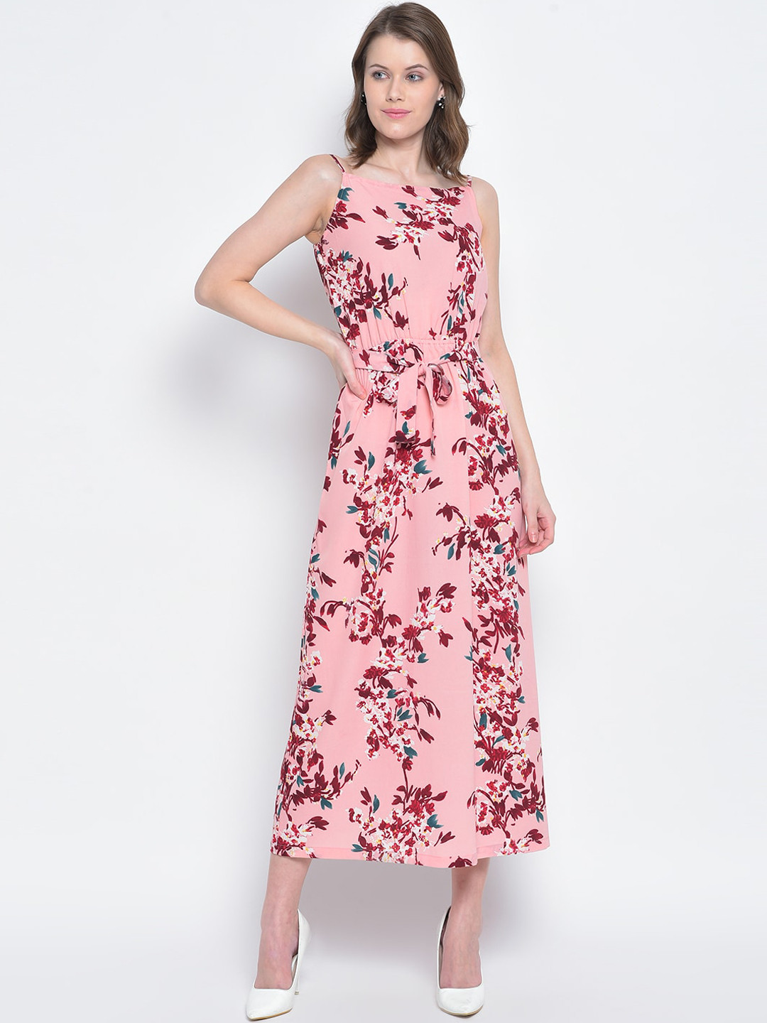 Mayra Pink & Purple Floral Casual Maxi Dress