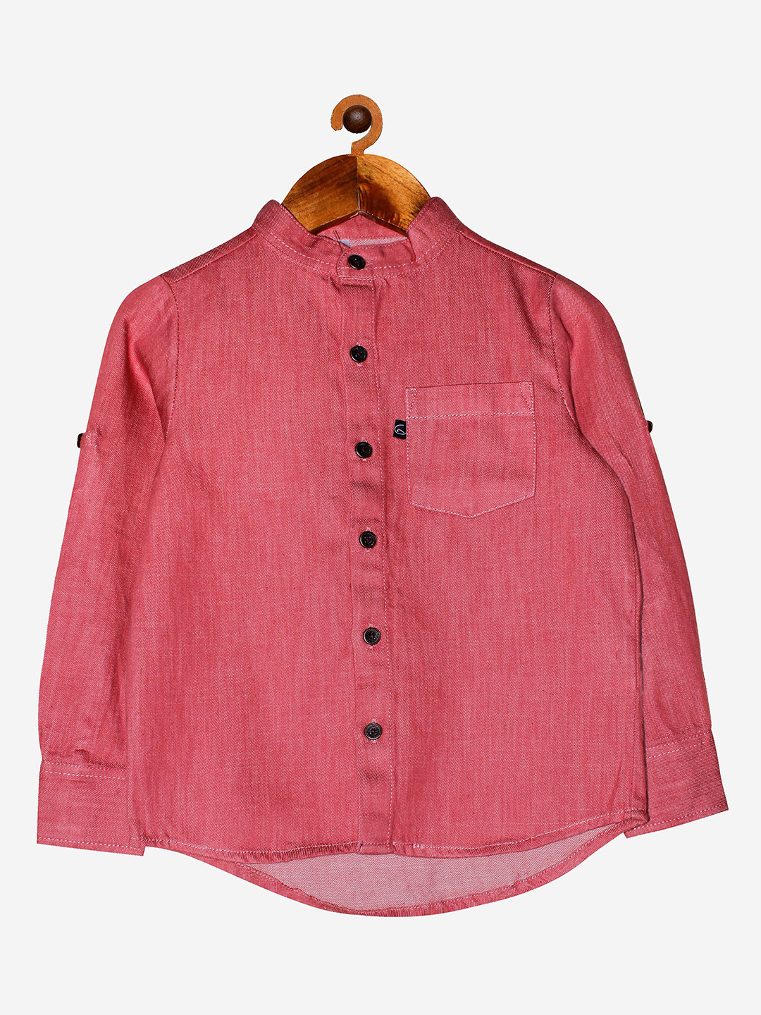KiddoPanti Boys Red Opaque Casual Shirt