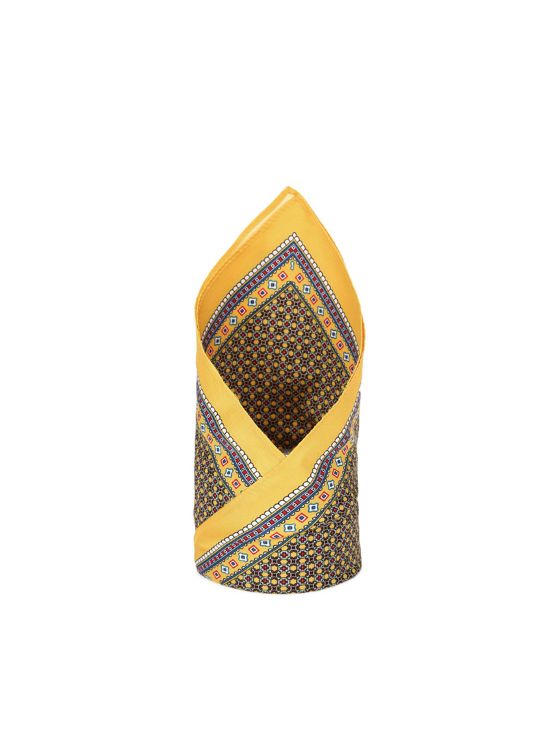 Peter England Men Yellow & Red Printed Microfibre Pocket Square