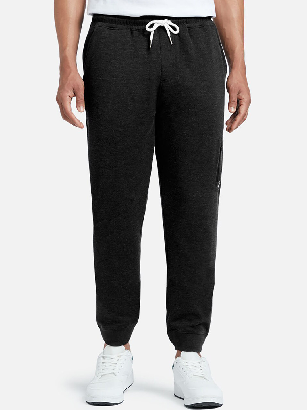 XYXX Men Black Cotton Joggers With Zipper Pocket