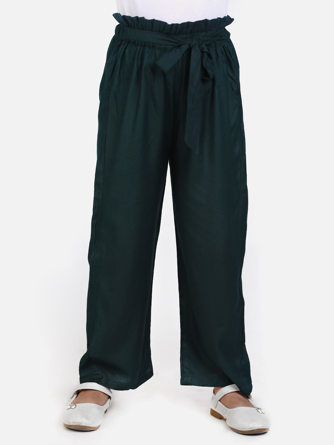 Cutiekins Girls Green Knitted Palazzos
