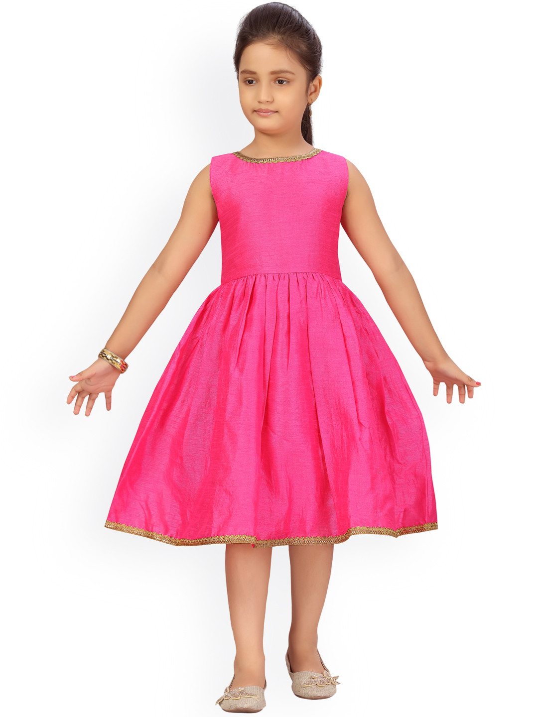 Aarika Girls Pink Fit & Flare Dress