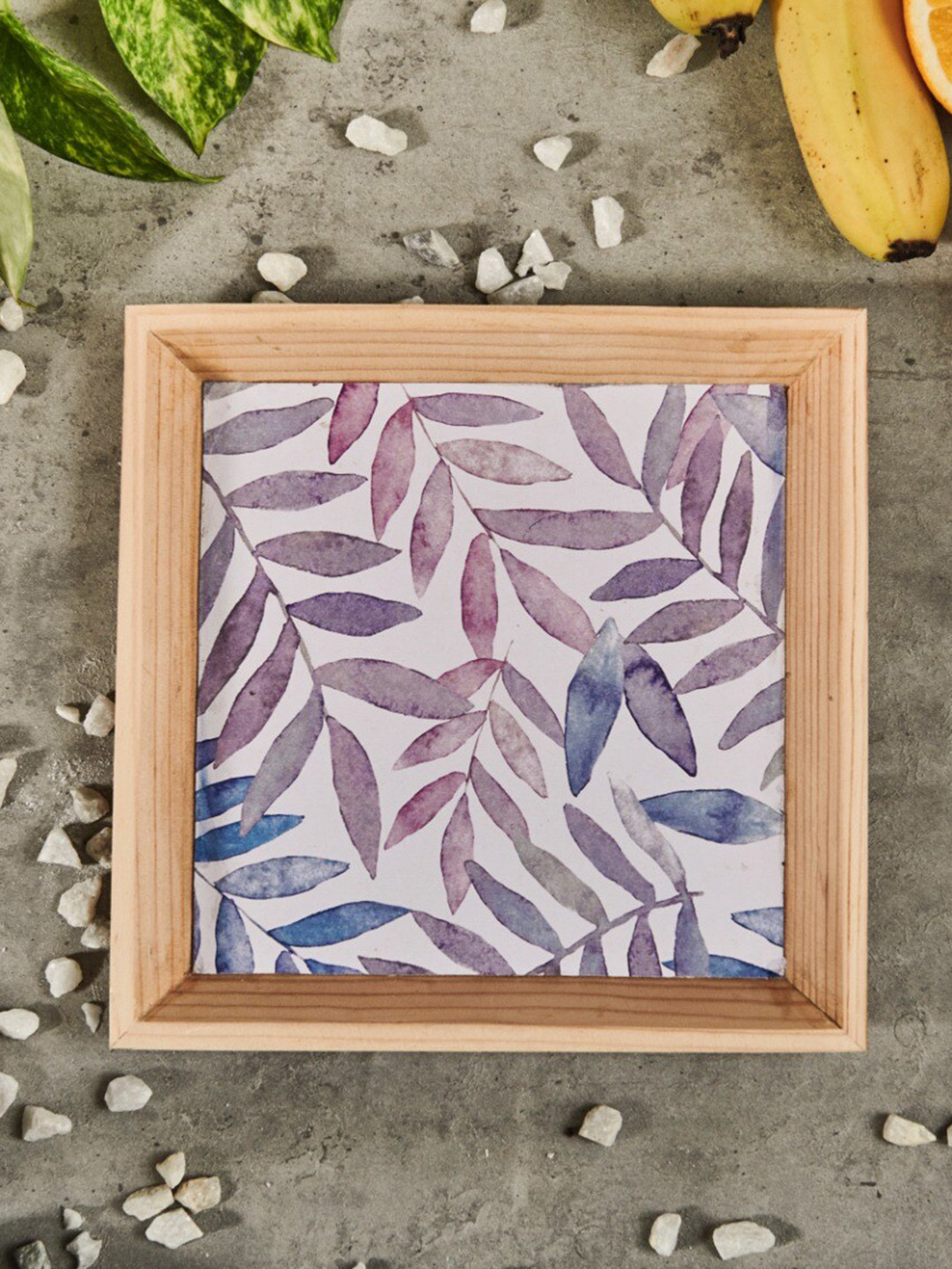 A Tiny Mistake White & Blue Printed Wooden Square Tray