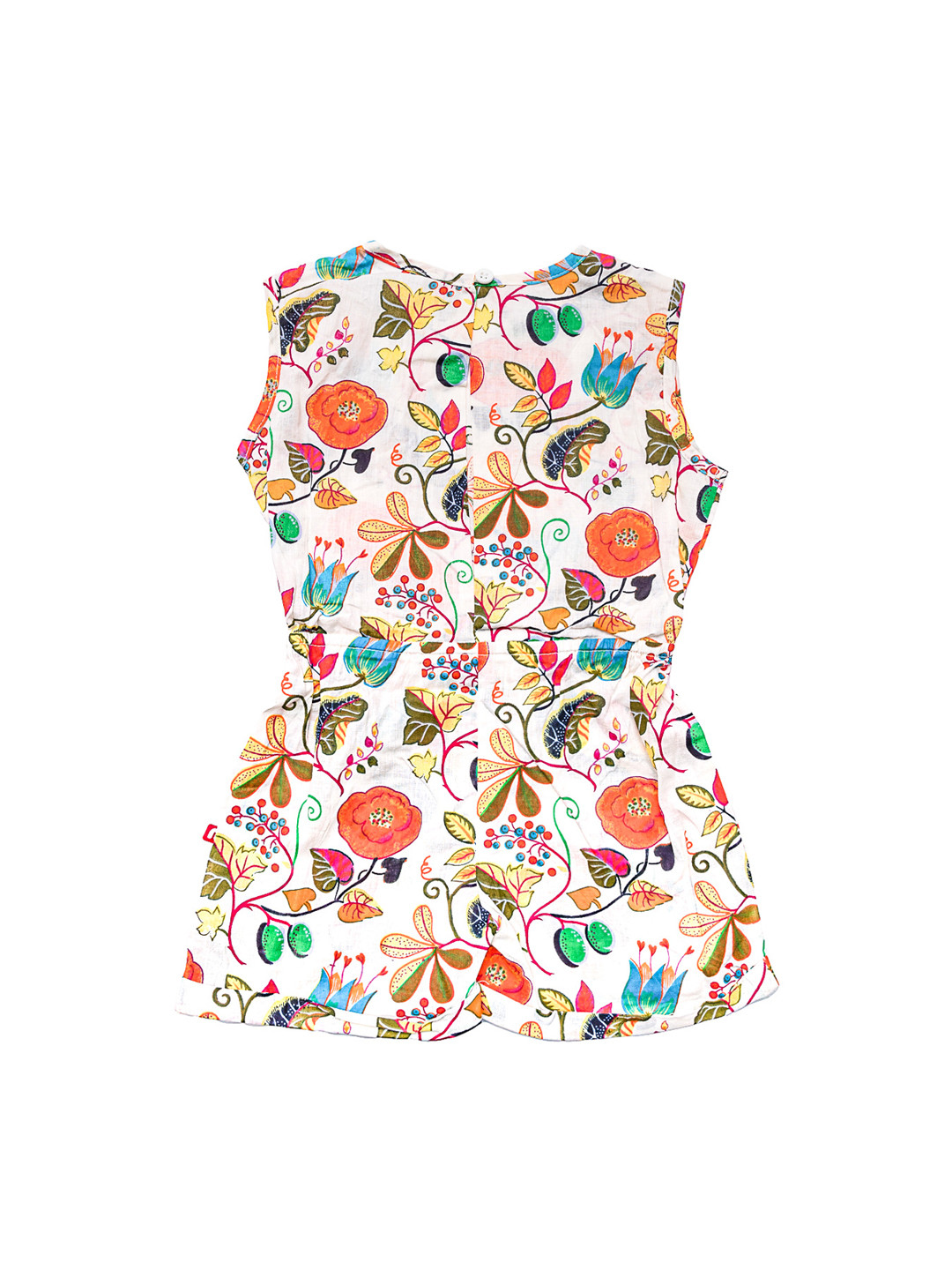 Nino Bambino Girls Pink & Red Organic Cotton Printed Jumpsuit