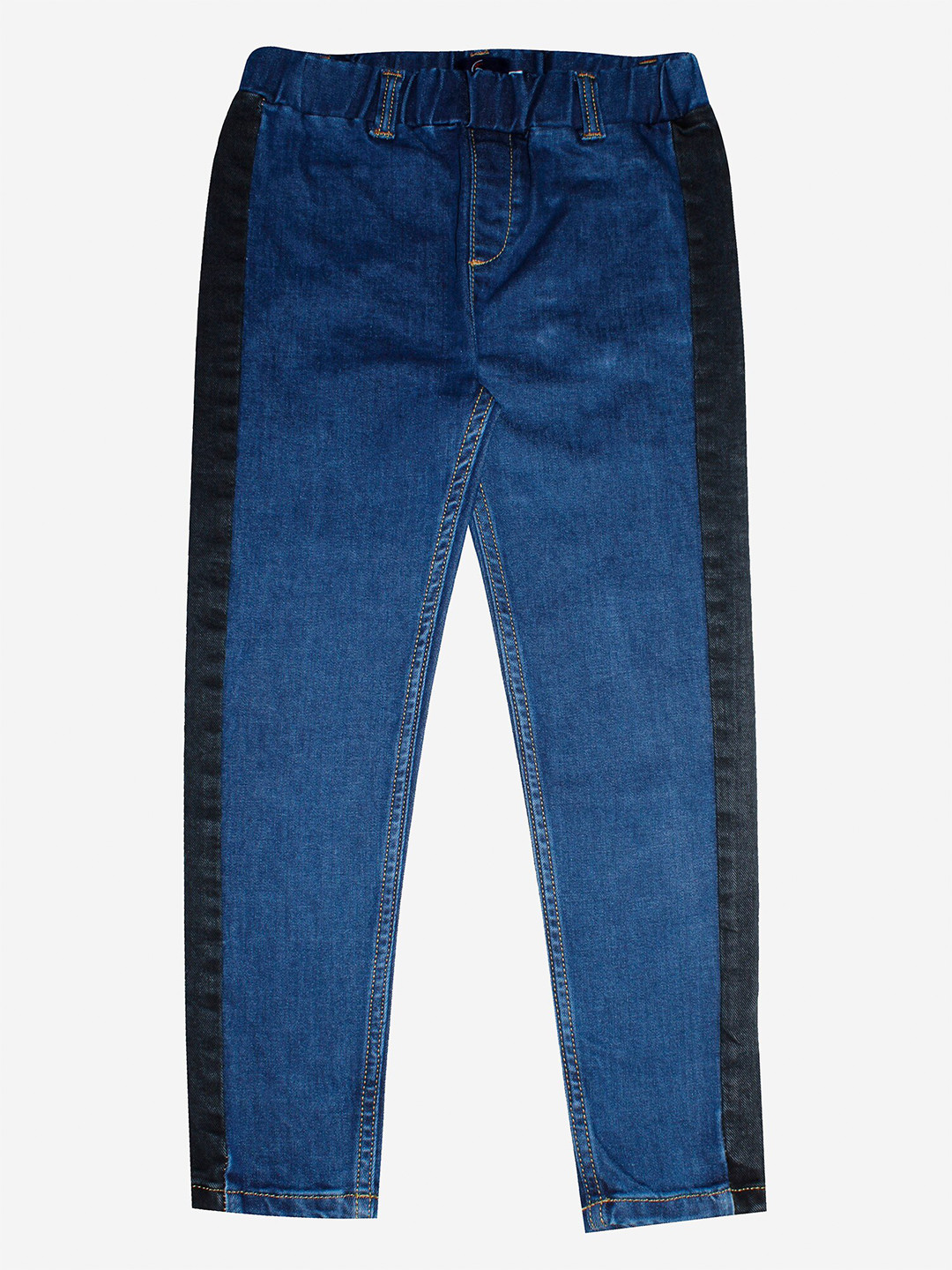 KiddoPanti Girls Blue Solid Denim Jeggings