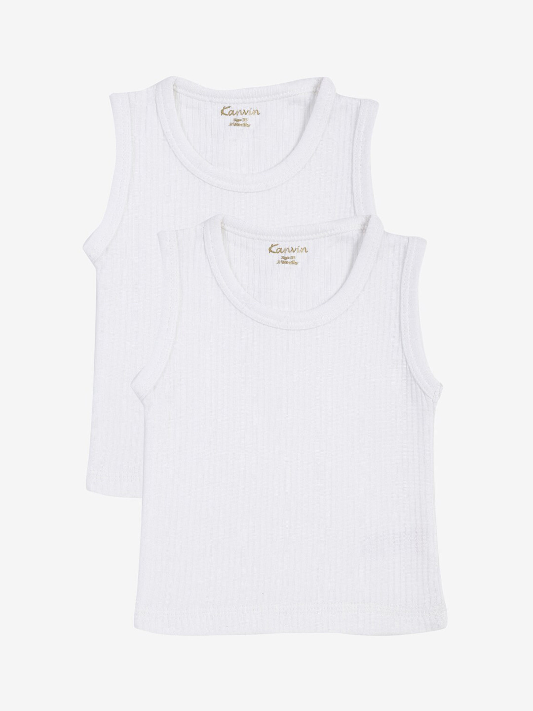 Kanvin Boys Pack of 2 White Ribbed Thermal Vests