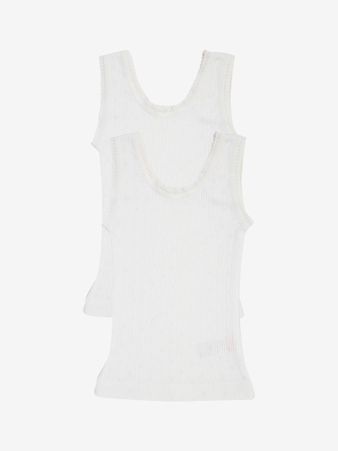 Kanvin Girls Pack Of 2 Off White Self Design Thermal Tops