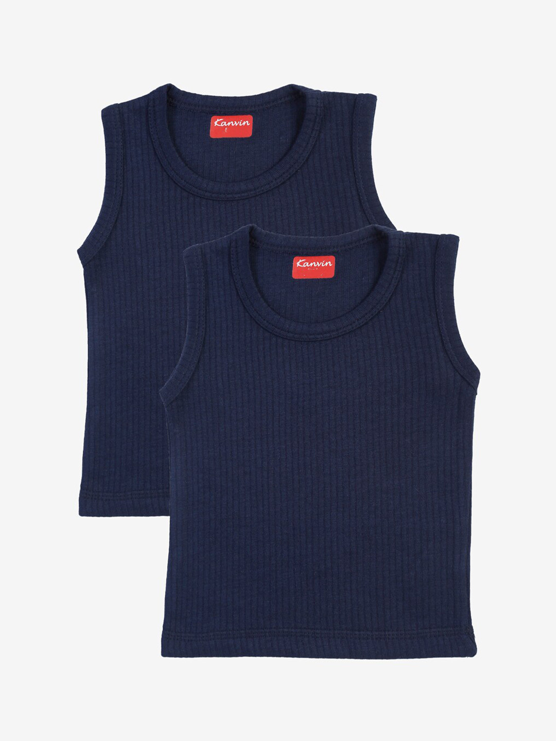 Kanvin Boys Pack Of 2 Navy Blue Solid Thermal Tops