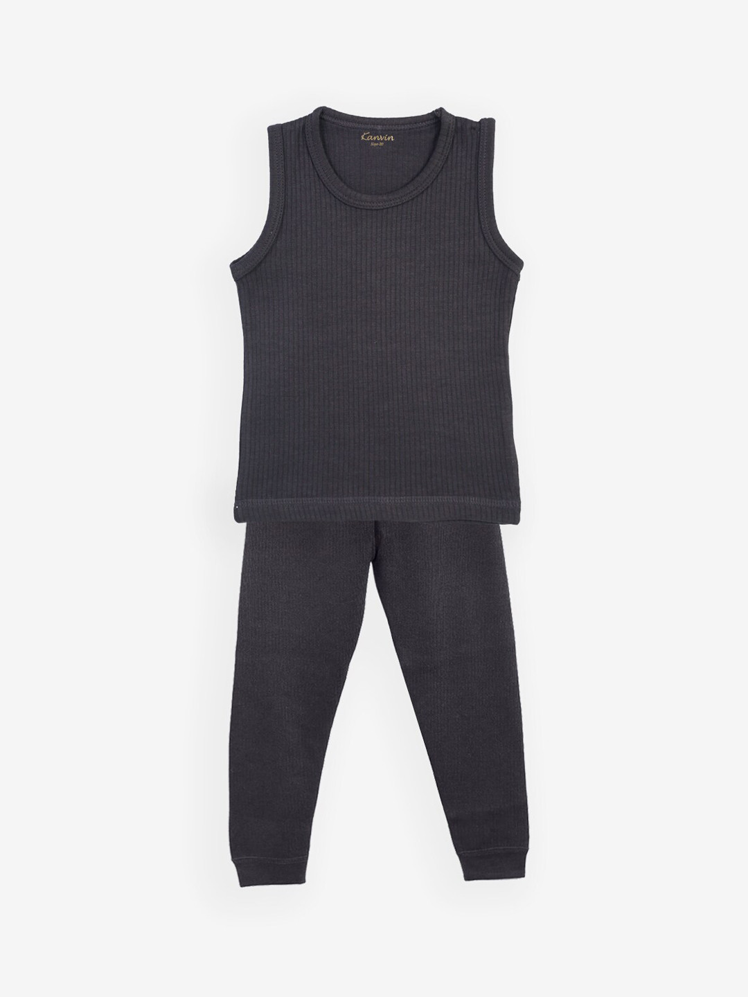 Kanvin Boys Charcoal Grey Ribbed Thermal Set